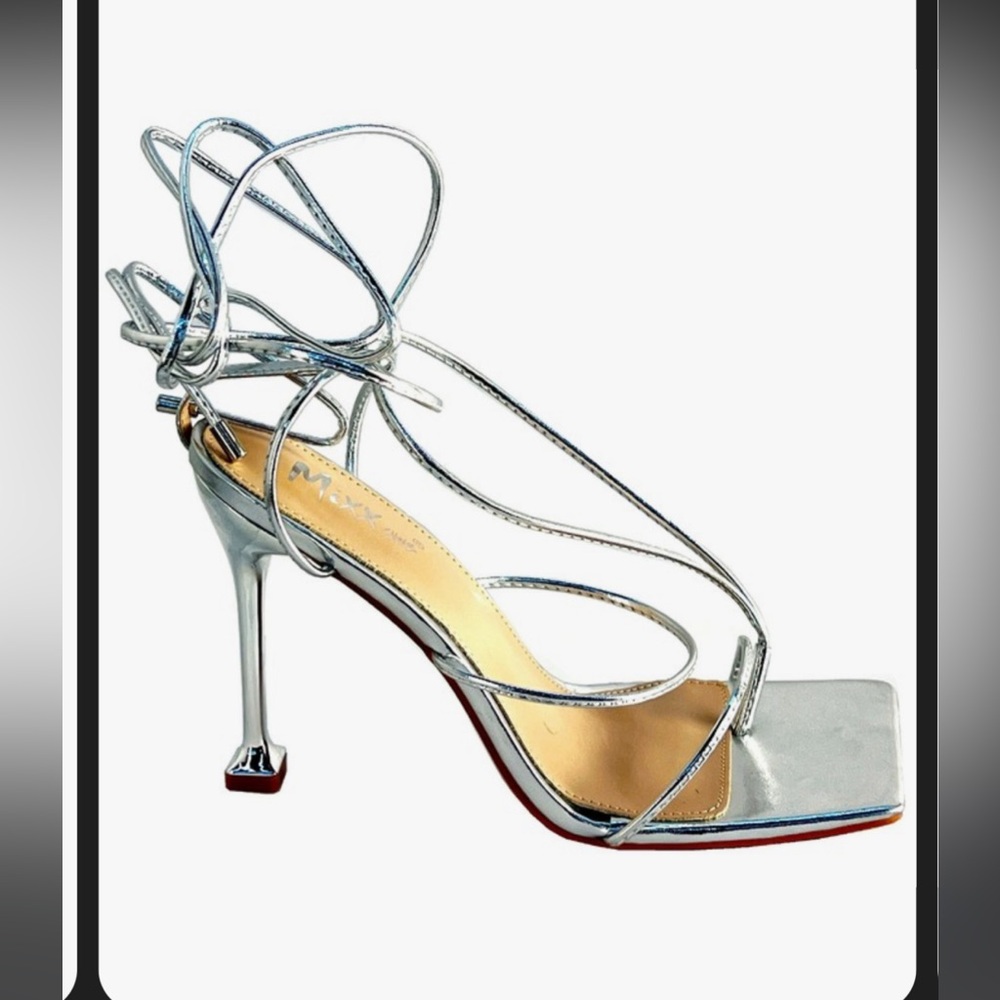 Elegant Silver Strappy Heels